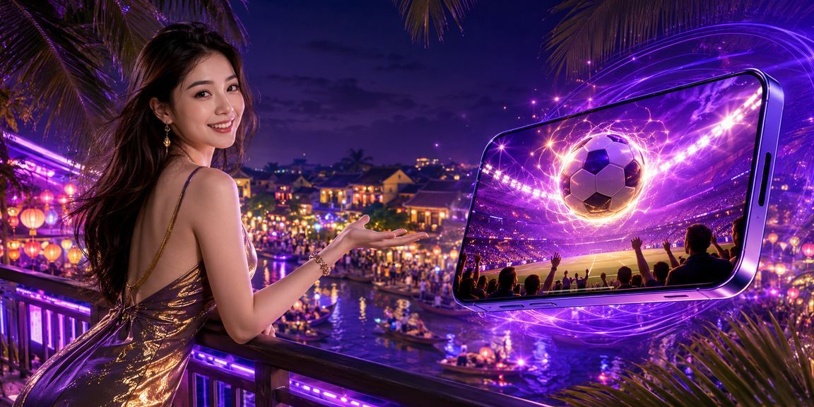 Du khách trải nghiệm casino trực tuyến trên điện thoại giữa phố đèn lồng Hội An về đêm